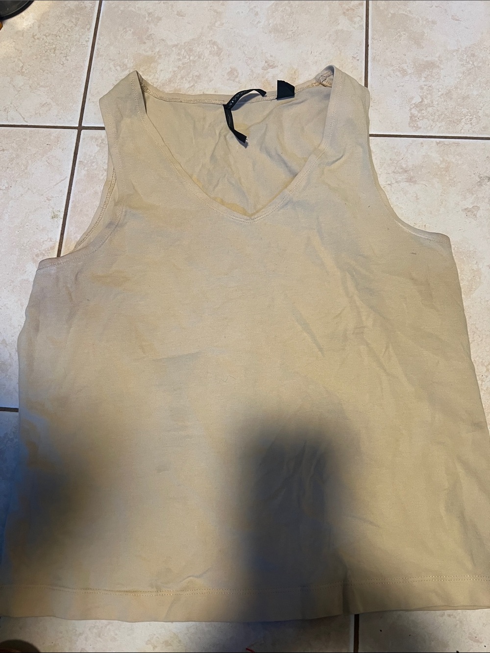 Women's V-Neck Tank Top in Light Beige